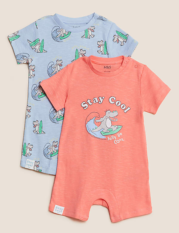 2pk Pure Cotton Crocodile Rompers