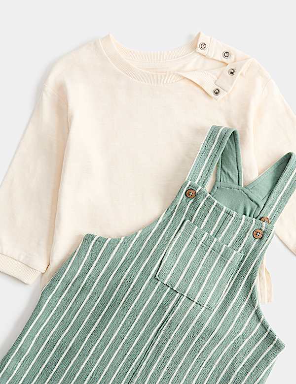 2 Piece Pure Cotton Jersey Dungarees Outfit (0-3 Yrs)