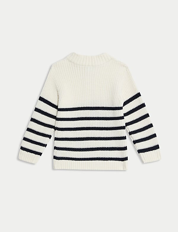 Pure Cotton Half Zip Knitted Jumper (0-3 Yrs) - NL