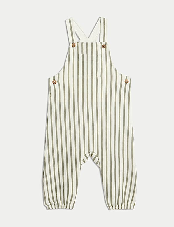 2pc Pure Cotton Jersey Striped Dungaree Outfit (0-3 Yrs)
