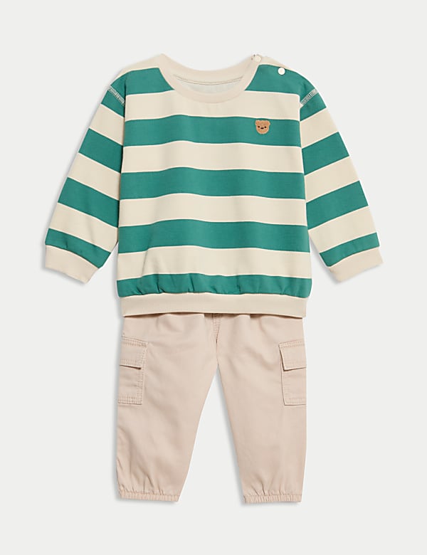 2pc Pure Cotton Striped Outfit (0-8 Yrs) - GR