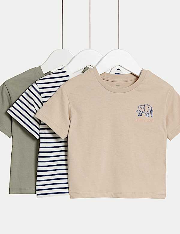 3pk Pure Cotton Elephant T-Shirts (0-3 Yrs) - VN