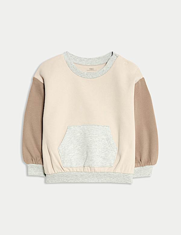 2pc Cotton Rich Crew Neck Colour Block Tracksuit