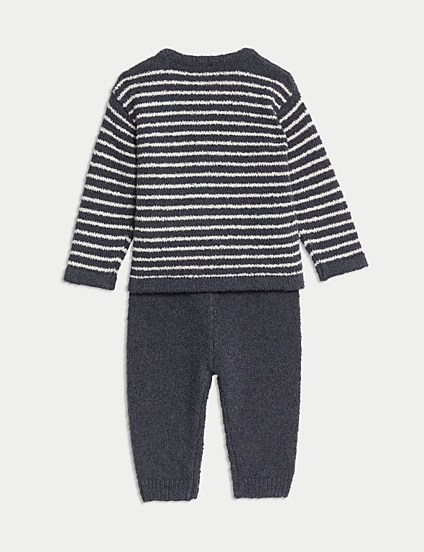 Conjunto de 2 piezas de algod&oacute;n Boucl&eacute; tejido de rayas (0-3 a&ntilde;os) - US