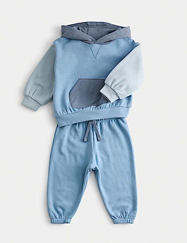2pc Cotton Rich Colour Block Sweat Outfit (0-8 Yrs)