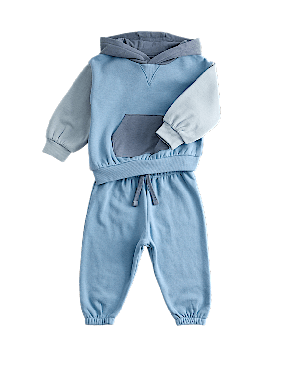 2pc Cotton Rich Colour Block Sweat Outfit (0-8 Yrs)