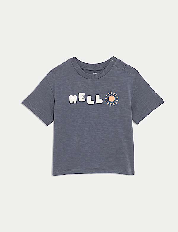 2pc Pure Cotton 'Hello' Slogan T-Shirt Outfit (0-3 Yrs)
