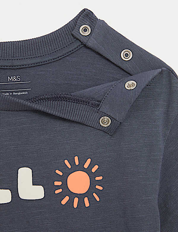 2pc Pure Cotton 'Hello' Slogan T-Shirt Outfit (0-3 Yrs)