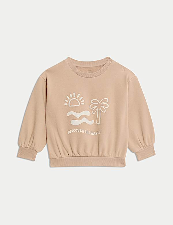 Sweatshirt mit hohem Bauwollanteil und Schriftzug (0–36 Monate) - AT