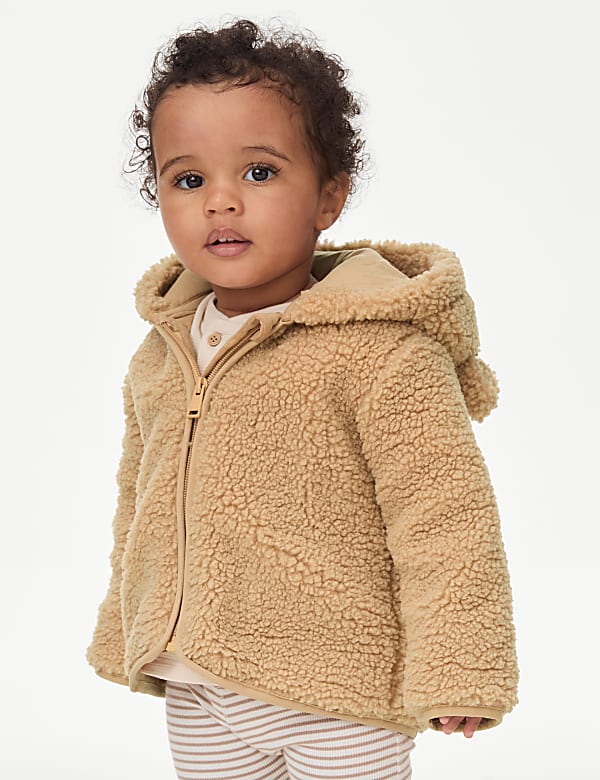 Buy Borg Hooded Jacket 0 3 Yrs at Marks Spencer
