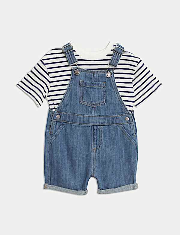 2pc Cotton Rich Denim Bibshort (0-3 Yrs) - VN