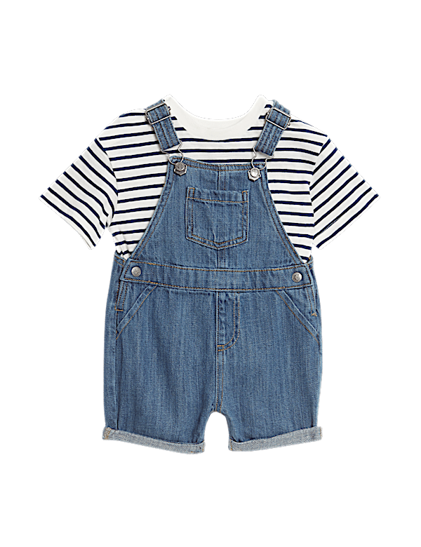 2pc Cotton Rich Denim Bibshort (0-3 Yrs)
