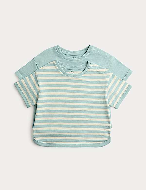 2 Pack Pure Cotton Stripe T-Shirts (0-5 Yrs)