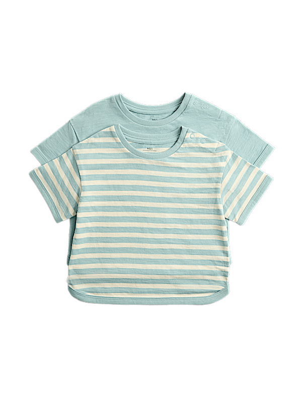 2 Pack Pure Cotton Stripe T-Shirts (0-5 Yrs)