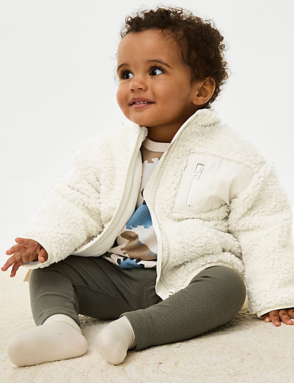 Jacke aus Teddyfleece mit Reißverschluss (0–3 J.) - DE