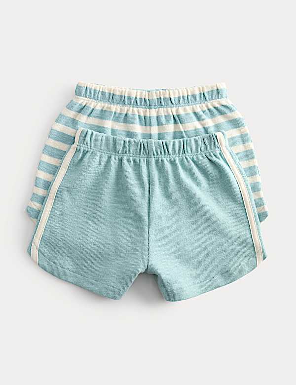 2 Pack Pure Cotton Side Stripe Shorts (0-5 Yrs)