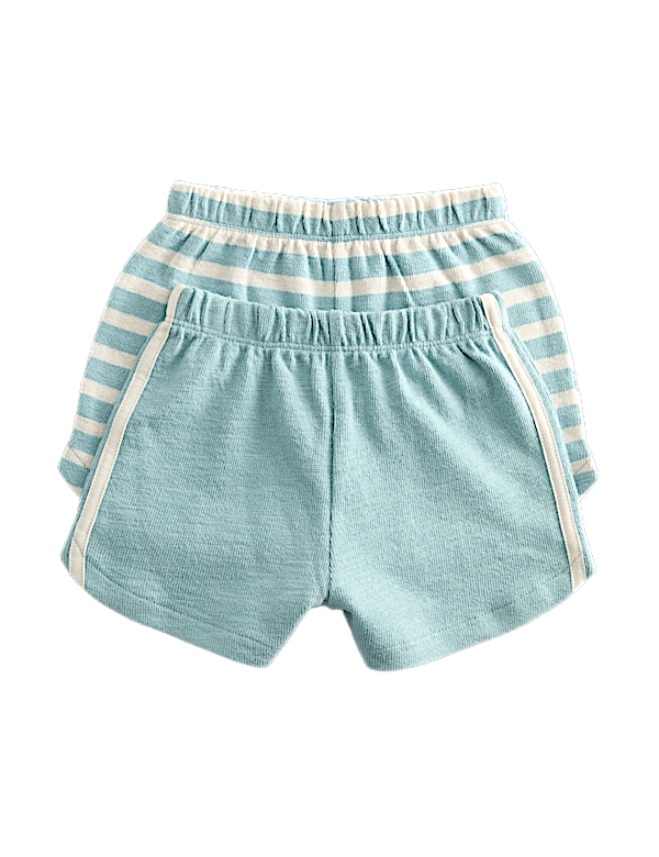 2 Pack Pure Cotton Side Stripe Shorts (0-5 Yrs)