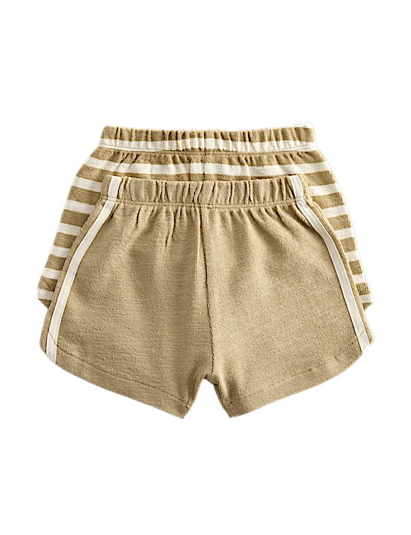 2 Pack Pure Cotton Side Stripe Shorts (0-5 Yrs)