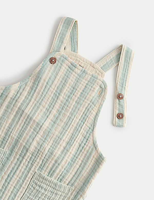 Pure Cotton Striped Dungarees (0-3 Yrs)