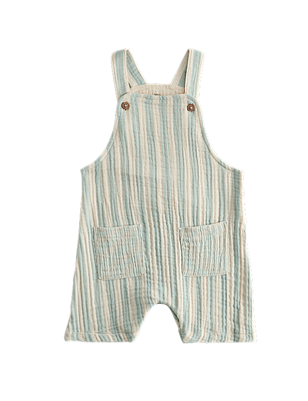 Pure Cotton Striped Dungarees (0-3 Yrs)