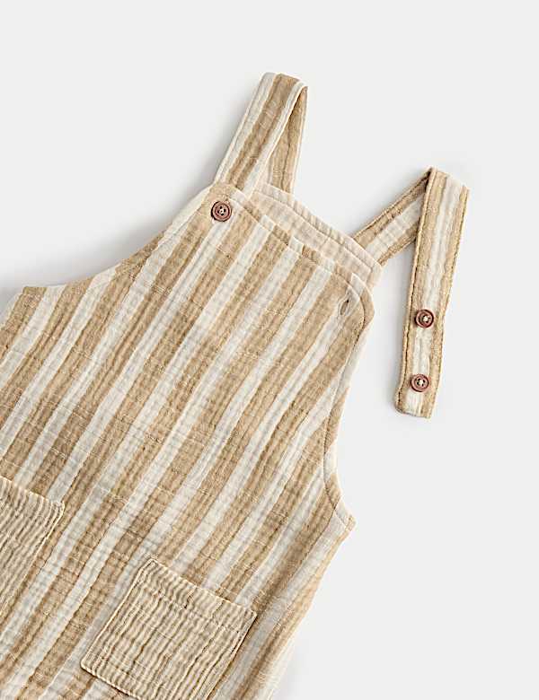 Pure Cotton Striped Dungarees (0-3 Yrs)