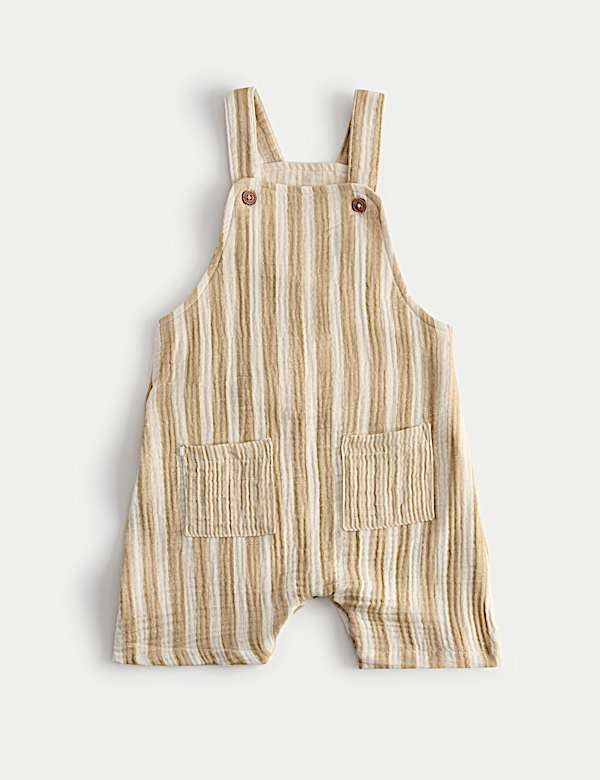 Pure Cotton Striped Dungarees (0-3 Yrs)