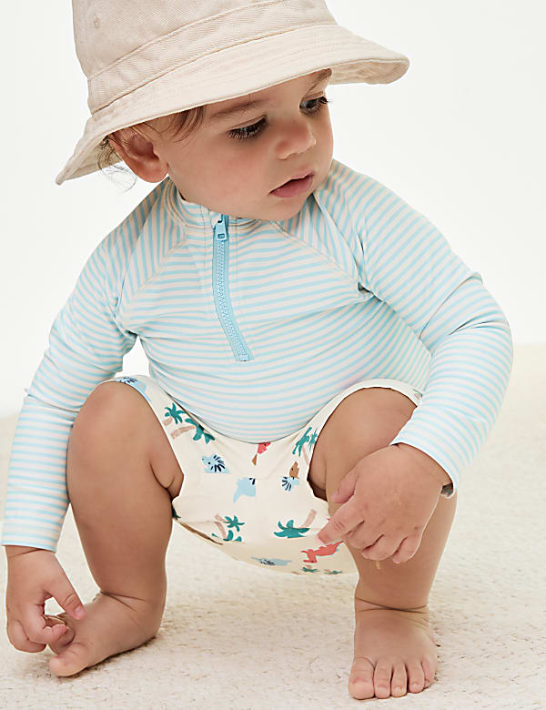 Striped Long Sleeve Swim Set (0-3 Yrs) - CA