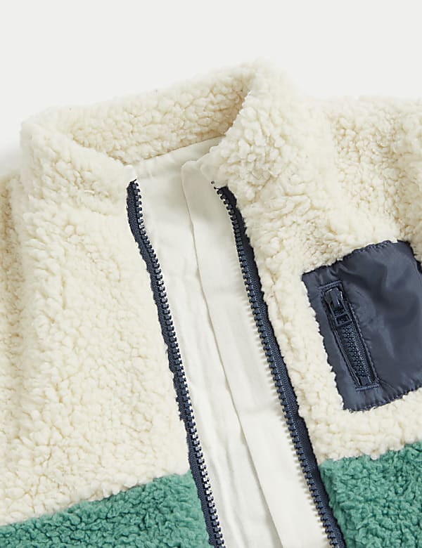 Navy Colourblock Borg Jacket (0-3 Yrs)