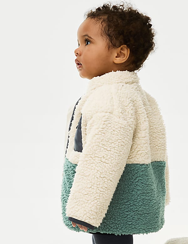 Navy Colourblock Borg Jacket (0-3 Yrs)
