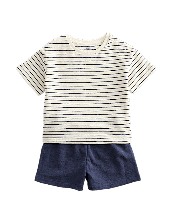 Pure Cotton Striped Shirt & Navy Shorts (0-5 Yrs)