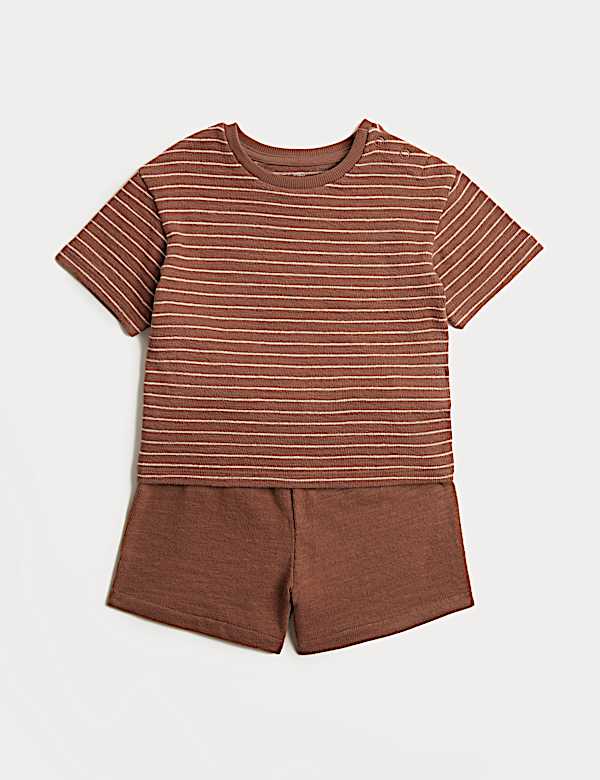 Pure Cotton Striped Shirt & Navy Shorts (0-5 Yrs)