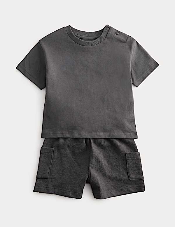 Pure Cotton Shirt & Cargo Shorts Outfit (0-5 Yrs)