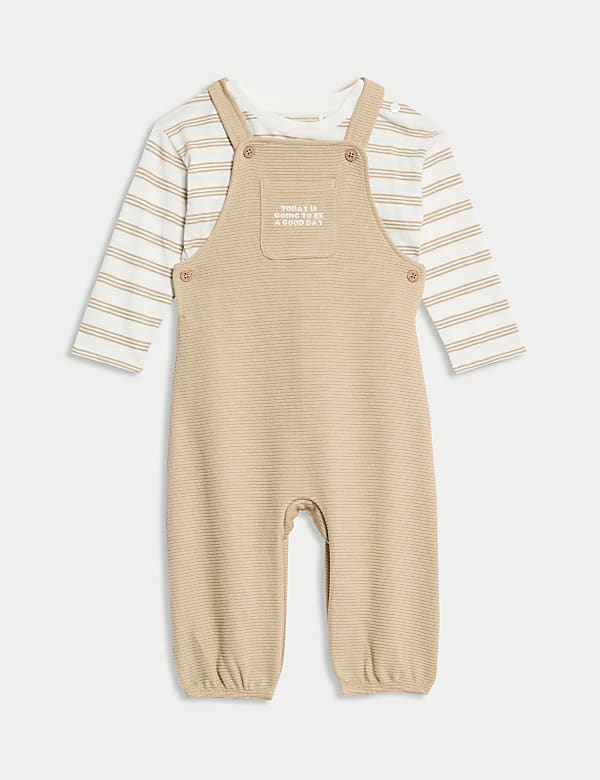 2pc Pure Cotton Dungaree Outfit (0 Mnths - 3 Yrs) - FR