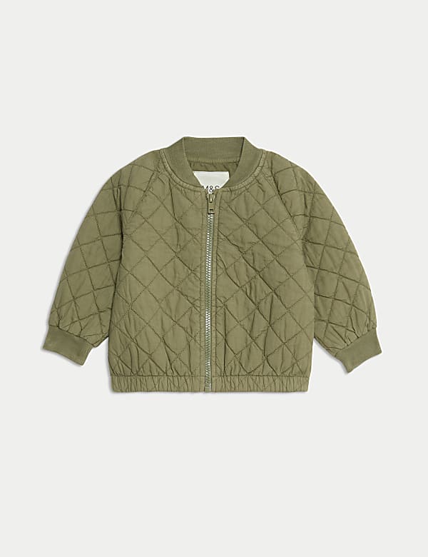 Pure Cotton Quilted Zip Jacket (0-3 Yrs) - VN