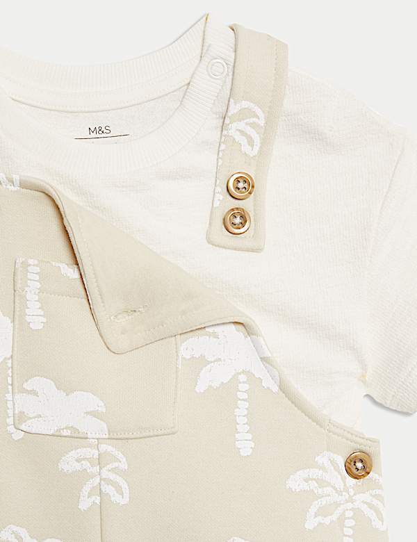 2pc Cotton Rich Palm Print Bibshort (0-3 Yrs)