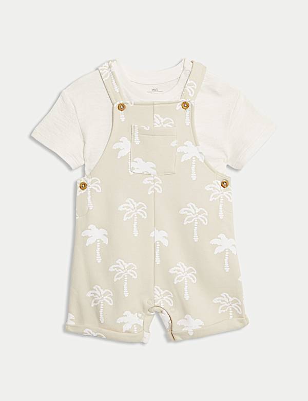 2pc Cotton Rich Palm Print Bibshort (0-3 Yrs) - VN
