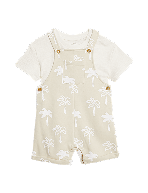 2pc Cotton Rich Palm Print Bibshort (0-3 Yrs)