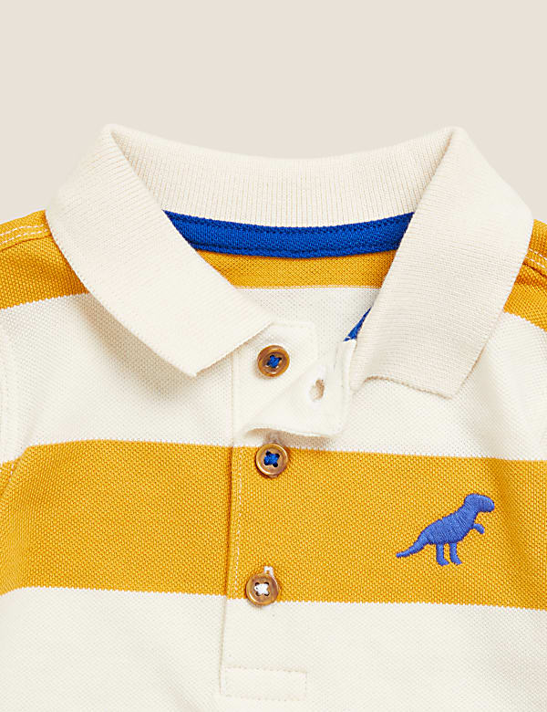 Pure Cotton Striped Polo T-Shirt (0-3 Yrs)