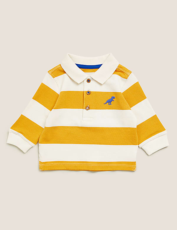 Pure Cotton Striped Polo T-Shirt (0-3 Yrs)