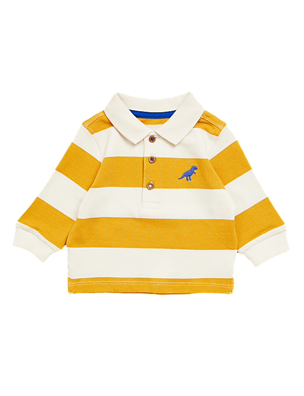 Pure Cotton Striped Polo T-Shirt (0-3 Yrs)