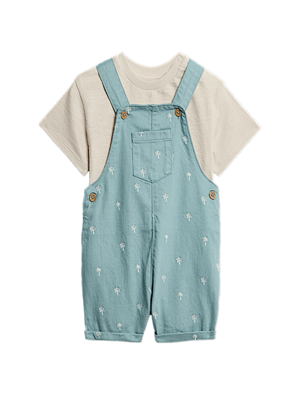 2pc Cotton Rich Palm Print Bibshort (0-3 Yrs)