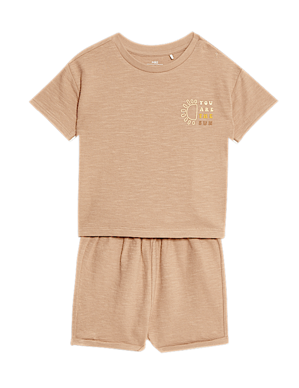 2pc Pure Cotton Sun Oversized T-Shirt Set (0-3 Yrs)