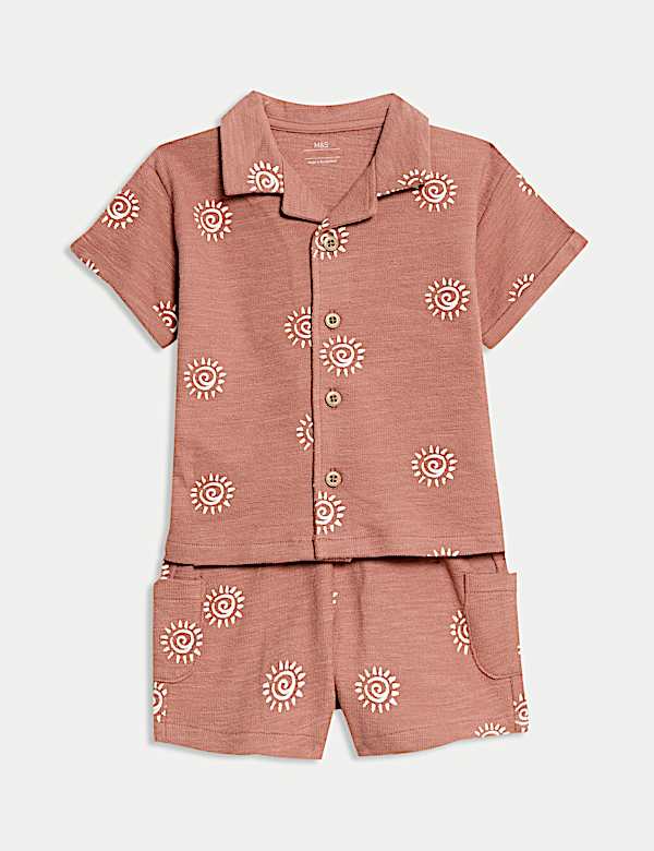 Conjunto de 2 piezas 100 % algodón de pantalones cortos y camisa (0-6 años) - US