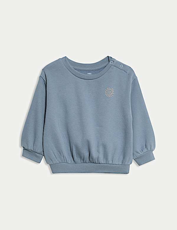 2pc Cotton Rich Blue Sweatshirt Outfit (0-3 Yrs) - TW