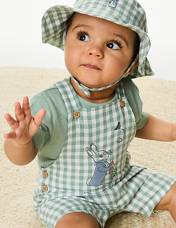 3pc Pure Cotton Peter Rabbit™ Gingham Outfit (0-3 Yrs) - AT