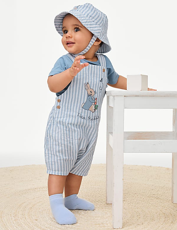 3pc Pure Cotton Peter Rabbit&trade; Bibshort Outfit (0-3 Yrs) - FR
