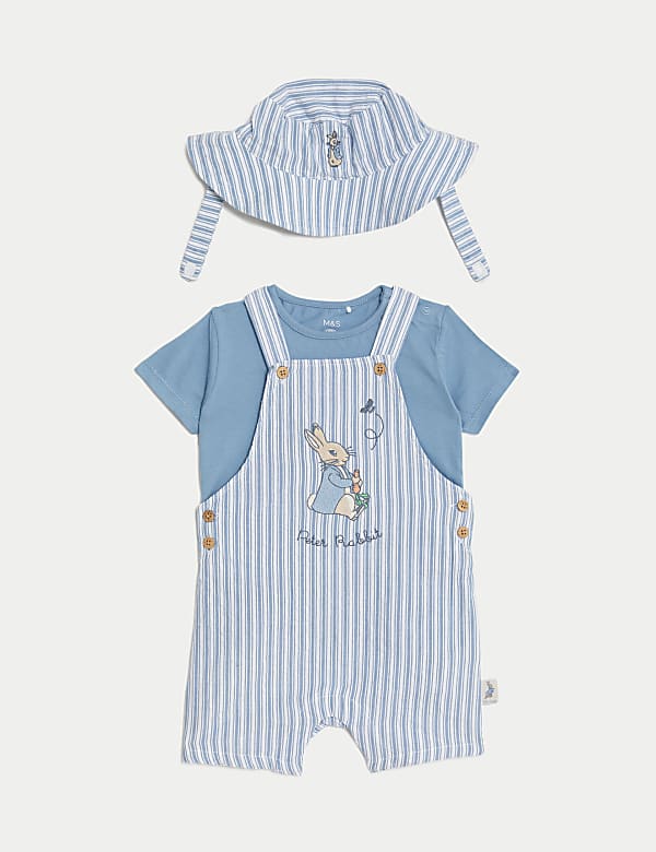 3pc Pure Cotton Peter Rabbit&trade; Bibshort Outfit (0-3 Yrs) - FR