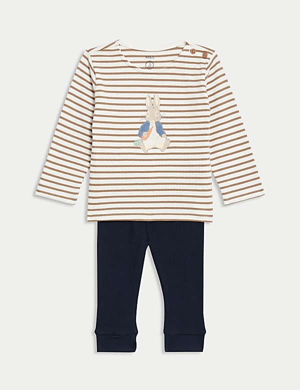 2pc Cotton Rich Peter Rabbit Outfit 0 3 Yrs BROWN MIX Outfits M S IT