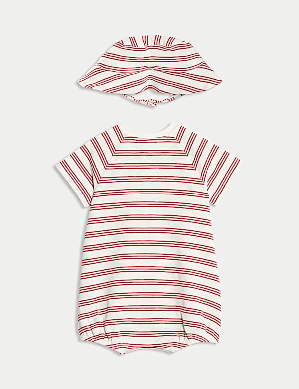 2pc Pure Cotton Striped Romper Outfit (0-3 Yrs) - SI
