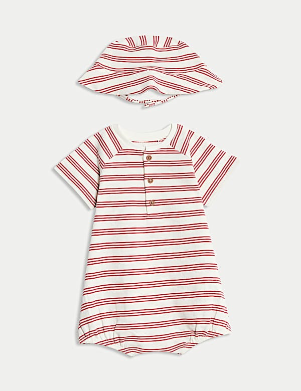 2pc Pure Cotton Striped Romper Outfit (0-3 Yrs) - EE
